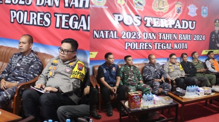 Danlanal Tegal Letkol Laut (P) Adi Surono, S.T., M.T., M.Tr.Hanla., CTMP., Mengikuti Kegiatan Pemantauan Titik Pengamanan Malam Tahun Baru 2024 Secara Vicon