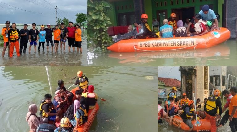 Warga PSHT Sragen Dengan Cepat Evakuasi Warga Terdampak Banjir Demak