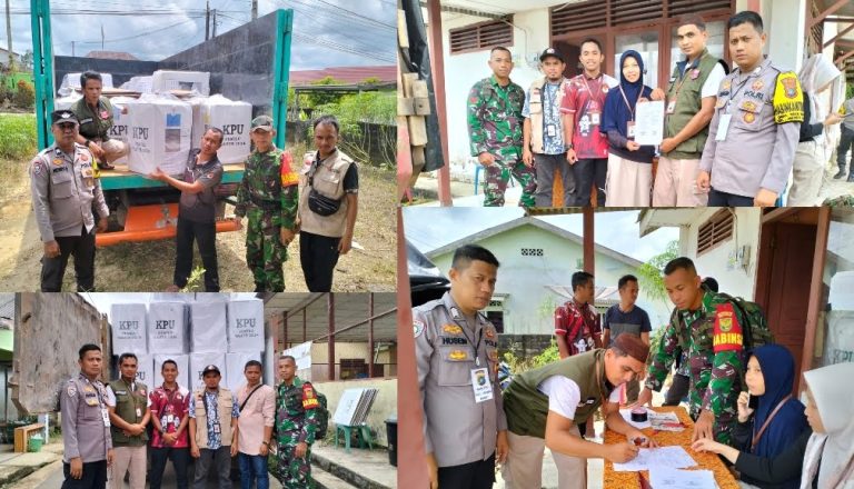 Jajaran Kodim 0413/Bangka bersama Bhabinkamtibmas Laksanakan Pengamanan Ketat Kotak Suara Ke PPS