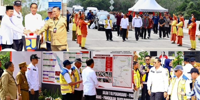 Menteri AHY Dampingi Jokowi Presiden RI Meresmikan Tol Pekanbaru-Padang