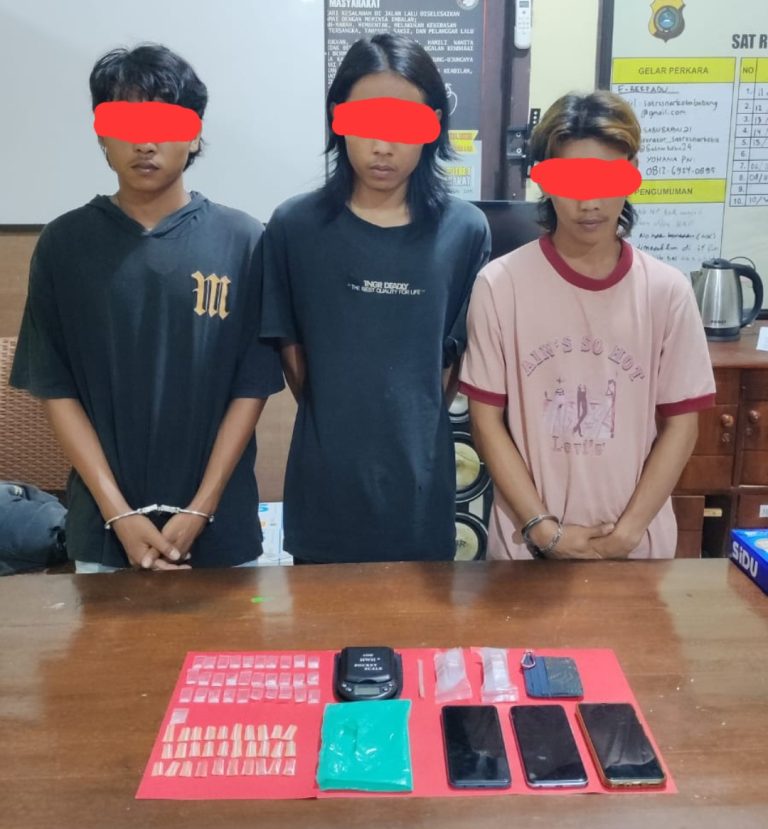 Tim Sat Resnarkoba Polres Bateng Berhasil Tangkap 3 Pemuda Kedapatan Simpan 5.56 gram Sabu
